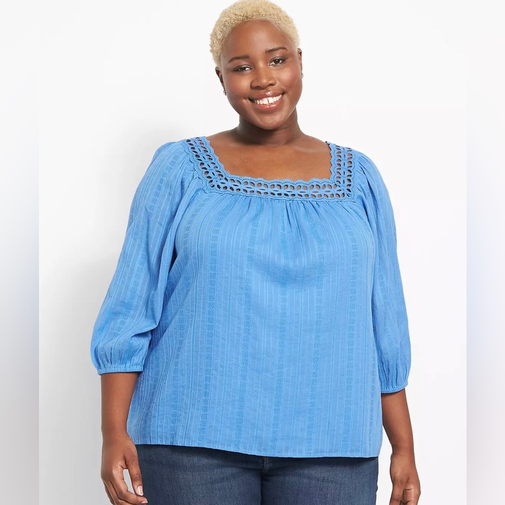 Lane Bryant women’s blouse size 18. Three quarter sleeves. Lined Blue la…